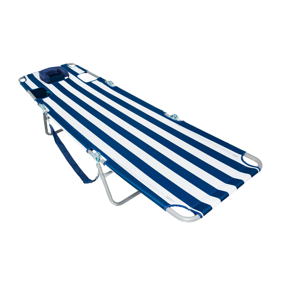 Ostrich Chaise Folding Beach Lounger & On Your Back Reclining Lawn Chair, Stripe