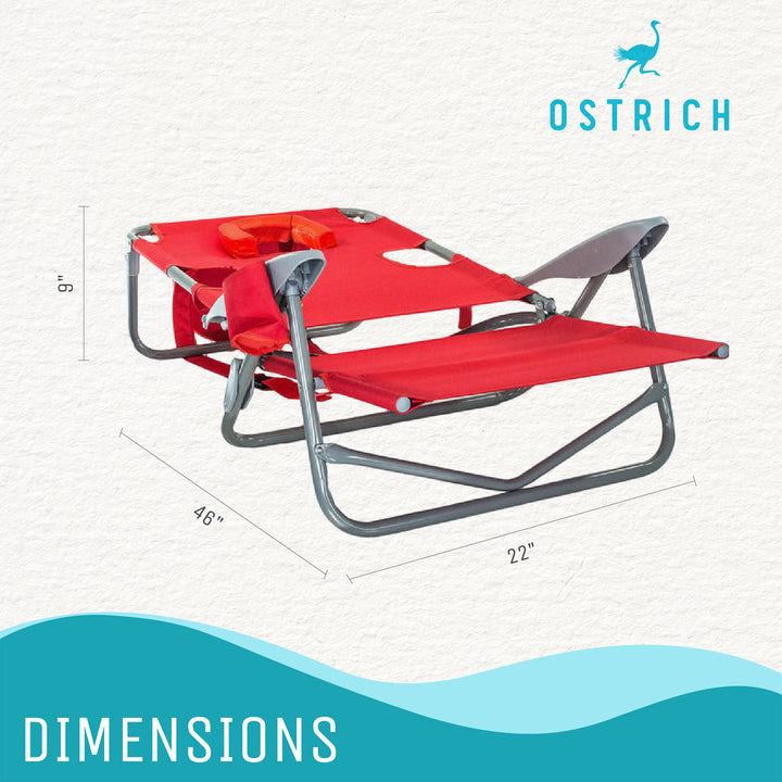 Ostrich On Your Back Folding Reclining Outdoor Camping Lawn Chair, Red (2 Pack) - VMInnovations
