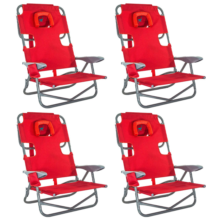 Ostrich On Your Back Folding Reclining Outdoor Camping Lawn Chair, Red (4 Pack) - VMInnovations