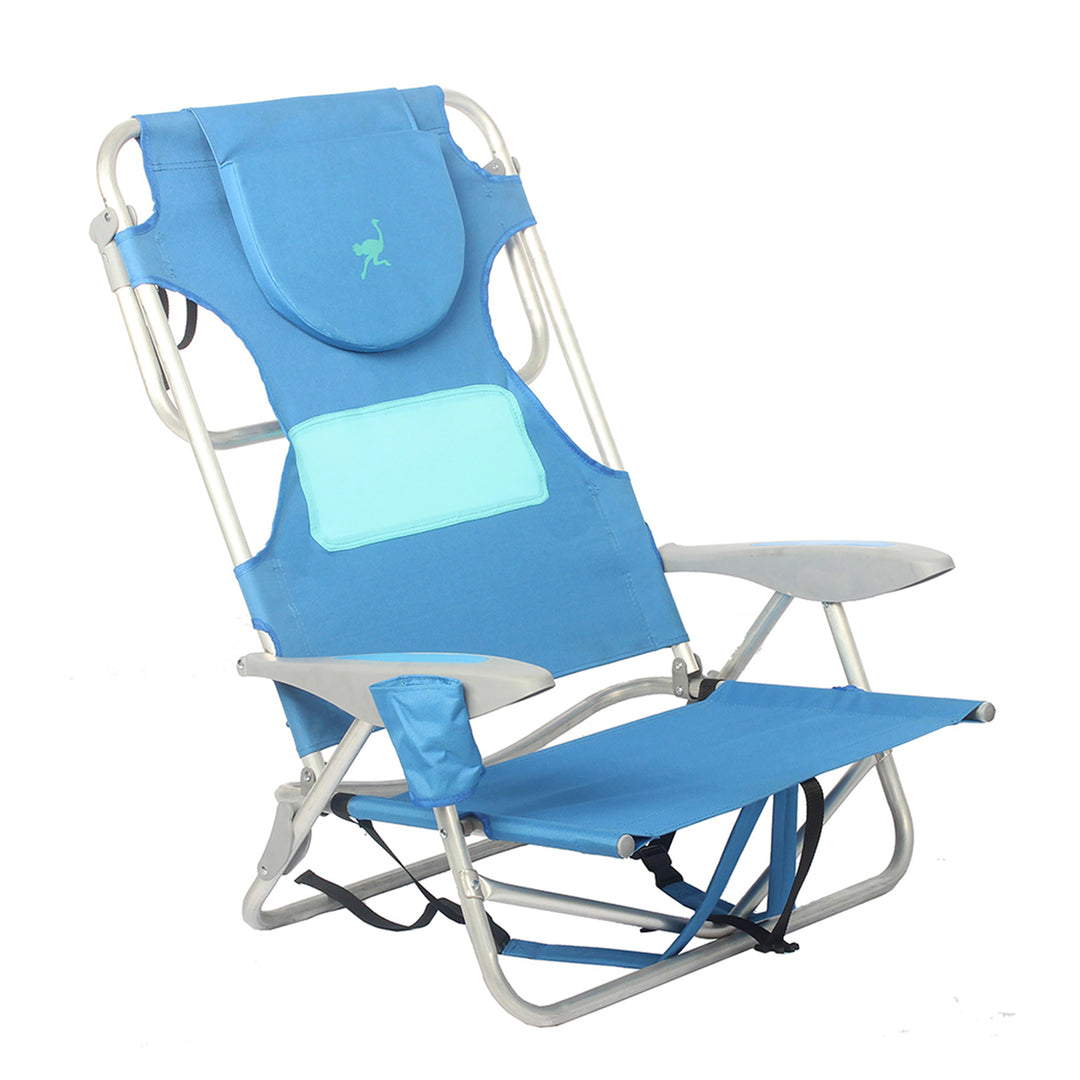 Ostrich Ladies Comfort On Your Back Outdoor Backpack Beach Chair, Blue, (3 Pack) - VMInnovations