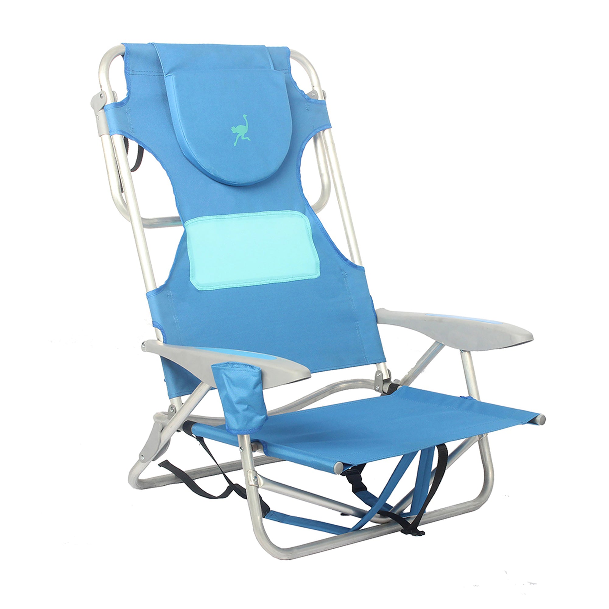 Ostrich 3N1 Reclining Chair and Ladies Comfort On-Your-Back Beach Chair, Blue - VMInnovations