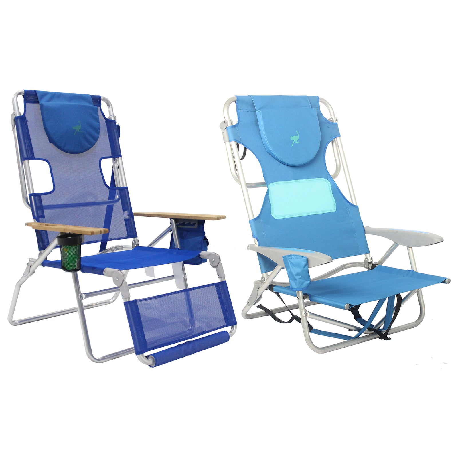 Ostrich Altitude 3N1 Chair and Ladies Comfort On Your Back Beach Chair, Blue - VMInnovations