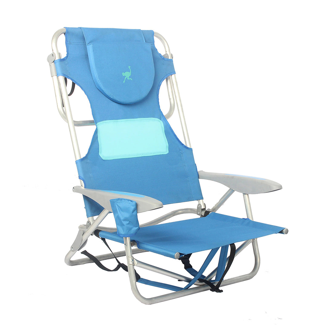 Ostrich Altitude 3N1 Chair and Ladies Comfort On Your Back Beach Chair, Blue - VMInnovations