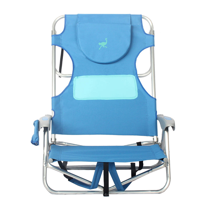 Ostrich Chaise Beach Lounger & Ladies Comfort On Your Back Beach Chair, Blue - VMInnovations