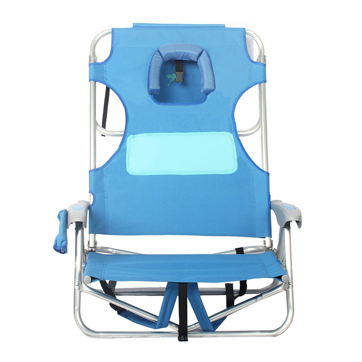Ostrich Chaise Beach Lounger & Ladies Comfort On Your Back Beach Chair, Blue - VMInnovations