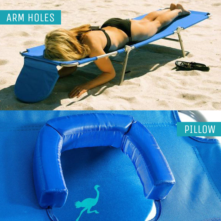 Ostrich Chaise Beach Lounger & Ladies Comfort On Your Back Beach Chair, Blue - VMInnovations