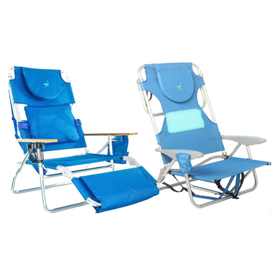 Ostrich Deluxe 3N1 Sports Seat & Ladies Comfort On Your Back Beach Chair, Blue