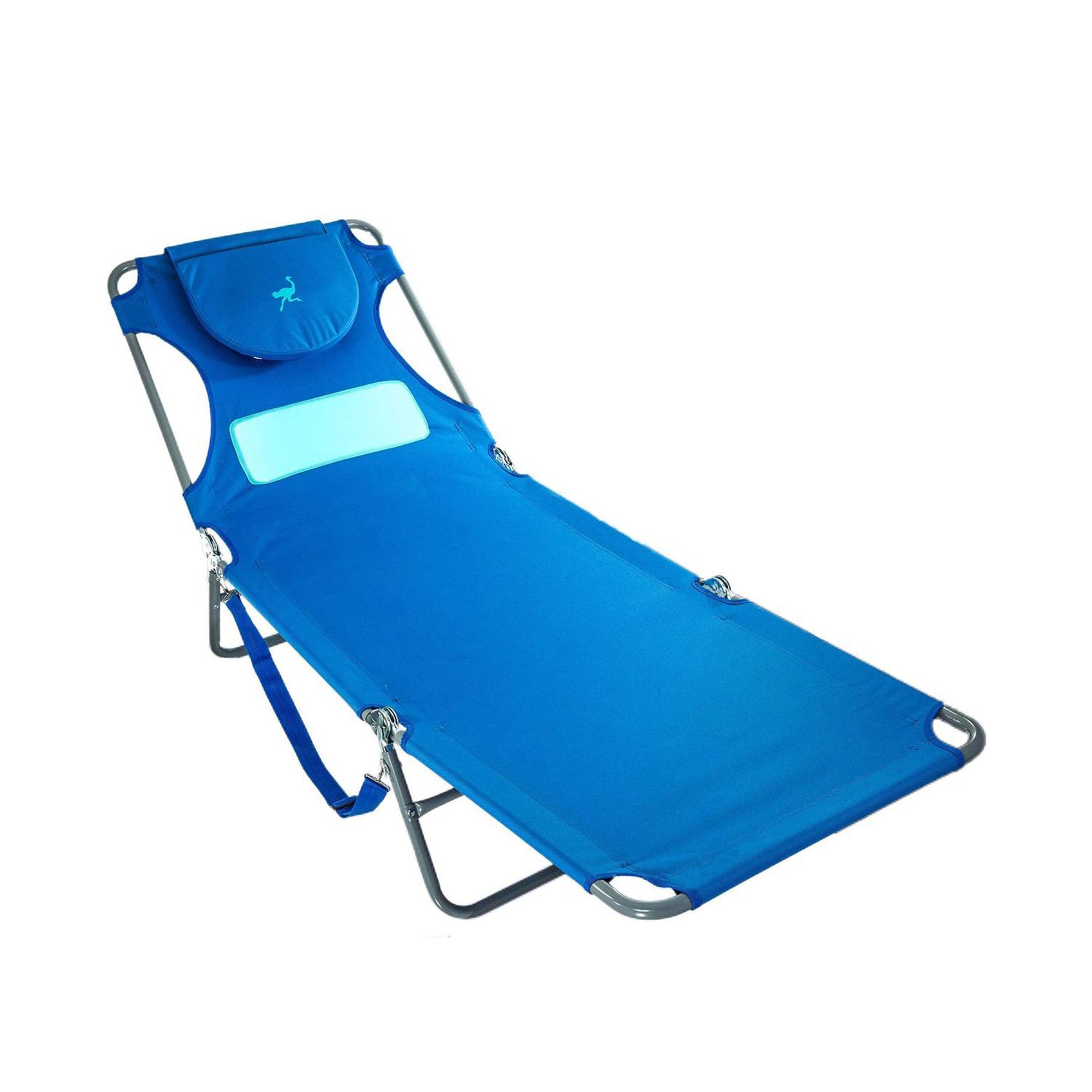 Ostrich Ladies Comfort Lounger Face Down Chair & On Your Back Beach Chair, Blue - VMInnovations