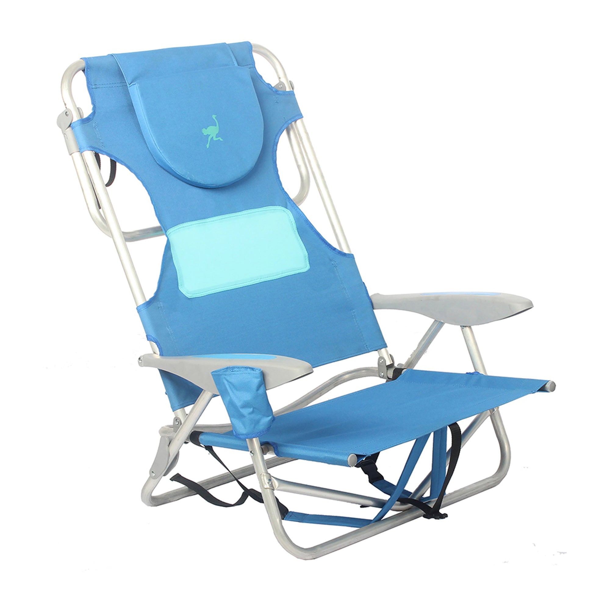 Ostrich Ladies Comfort Lounger Face Down Chair & On Your Back Beach Chair, Blue - VMInnovations