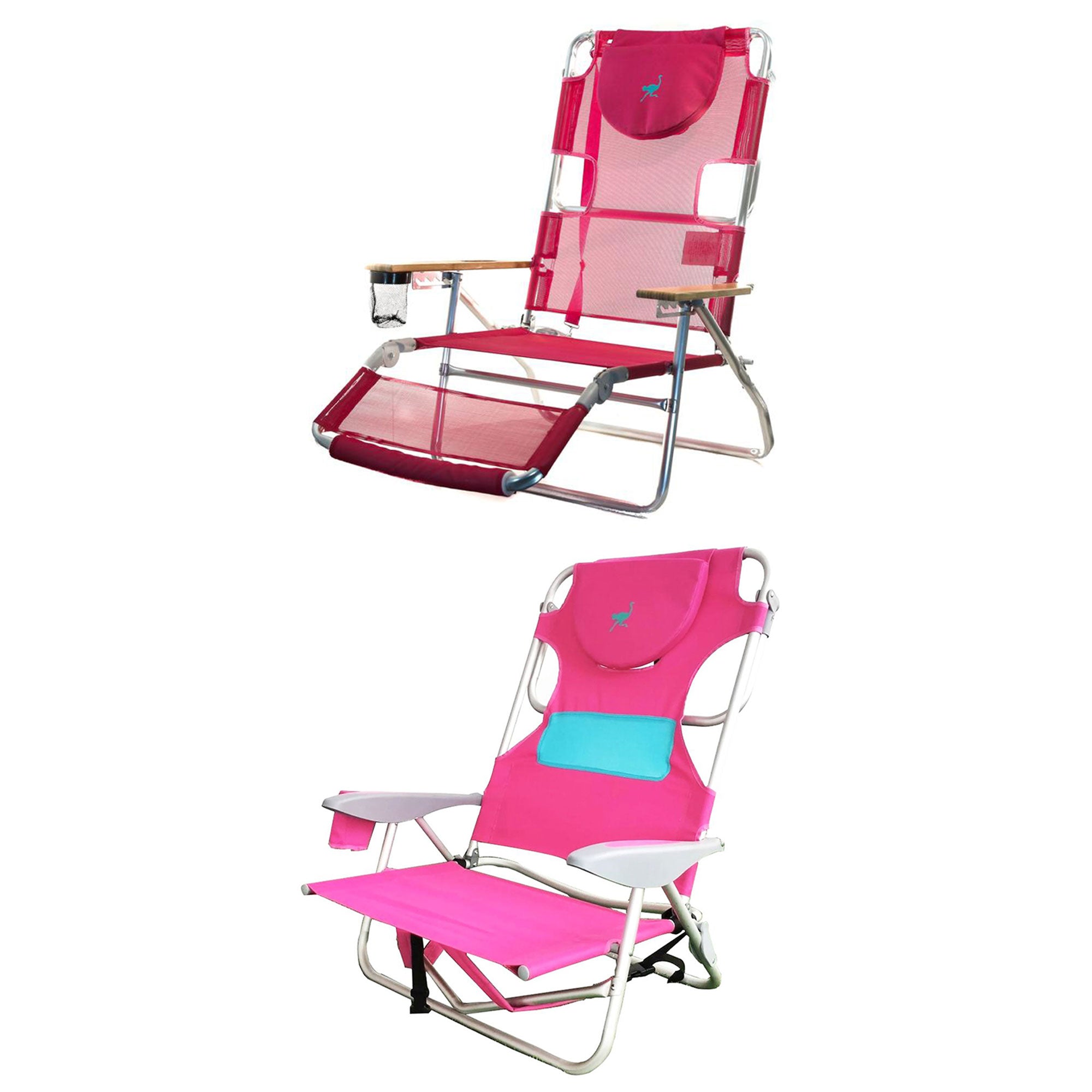 Ostrich Altitude 3in1 Reclining Chair & Ladies Comfort On-Your-Back Beach Chair - VMInnovations