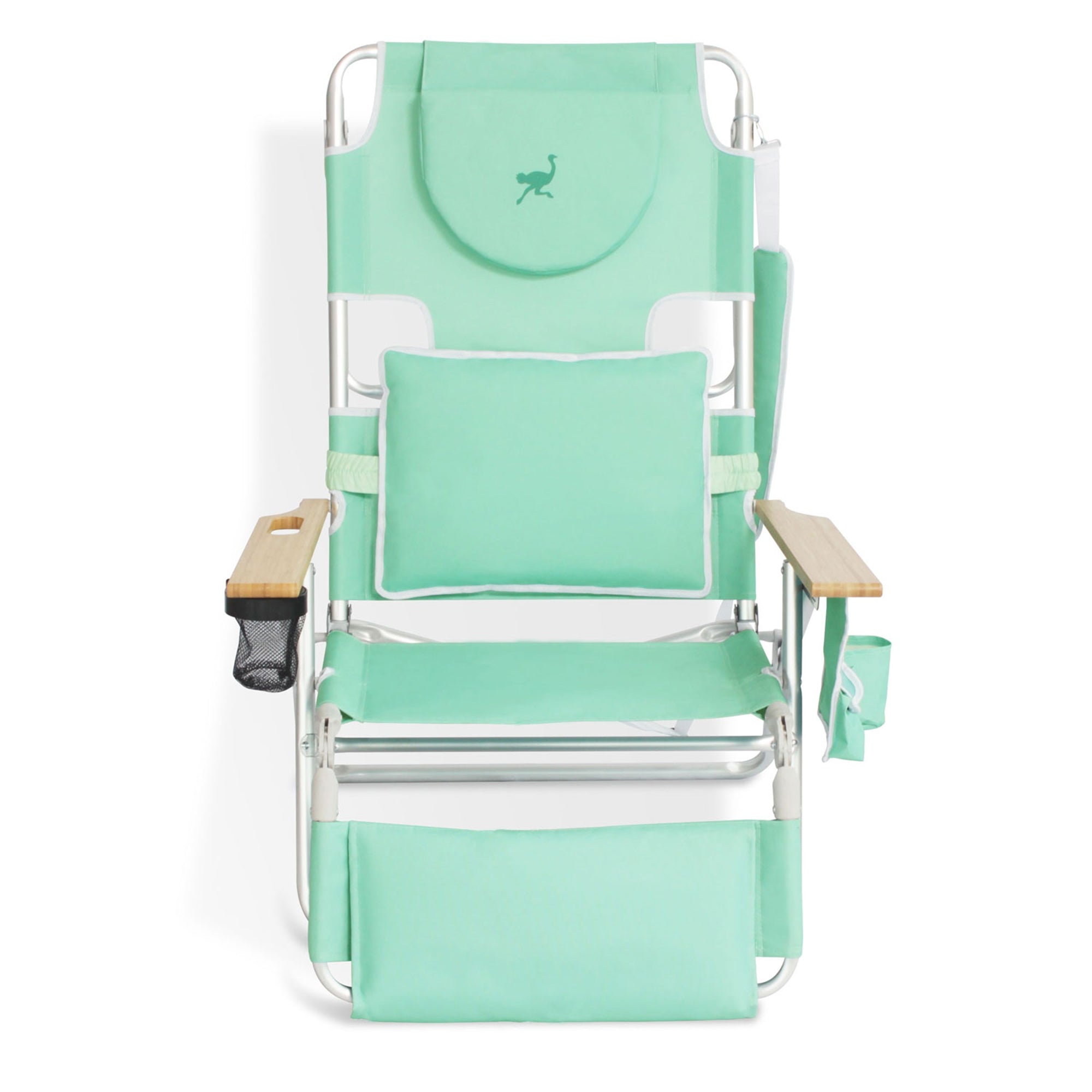 Ostrich Deluxe Padded 3-N-1 Outdoor Folding Reclining Beach Chair, Teal (2 Pack) - VMInnovations