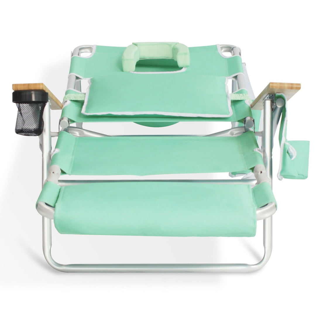 Ostrich Deluxe Padded 3-N-1 Outdoor Folding Reclining Beach Chair, Teal (2 Pack) - VMInnovations