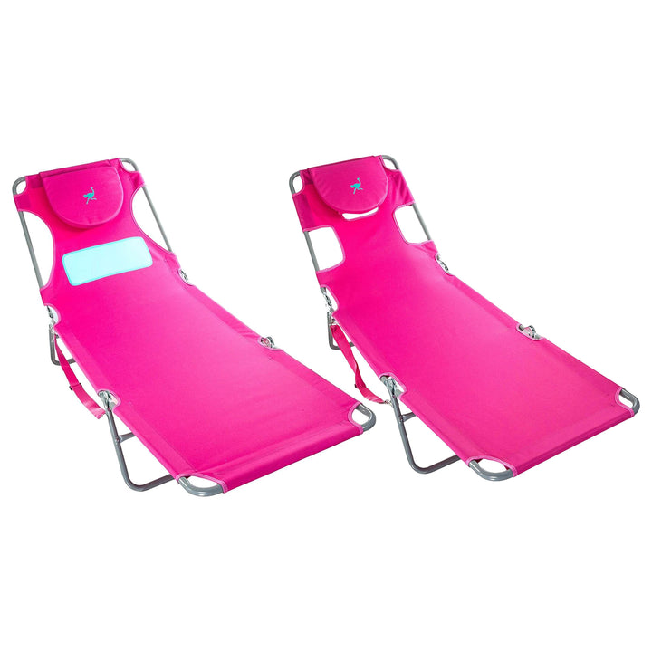 Ostrich Comfort Lounger Poolside Chair & Chaise Sunbathing Beach Chair, Pink - VMInnovations