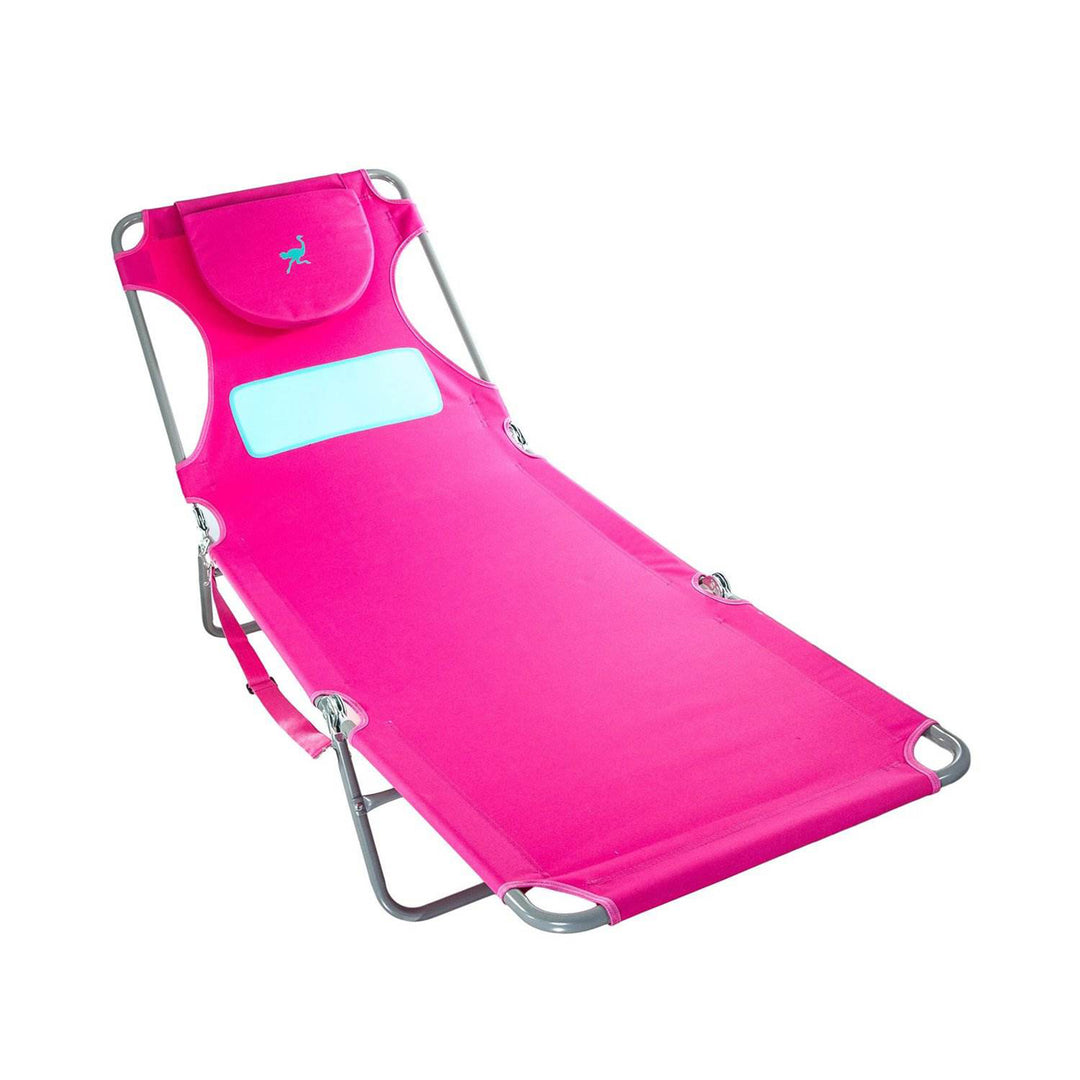 Ostrich Comfort Lounger Poolside Chair & Chaise Sunbathing Beach Chair, Pink - VMInnovations