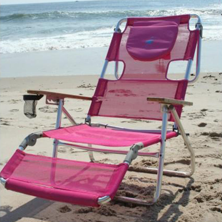 Ostrich Altitude 3 in 1 16 Inch Tall Lounge Reclining Beach Chair, Pink (2 Pack) - VMInnovations