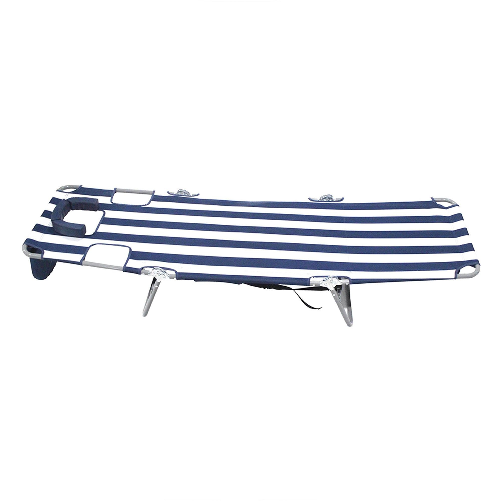 Ostrich Backpack Chaise Folding Lounge Chair w/Storage Bag, Navy Stripe (2 Pack) - VMInnovations
