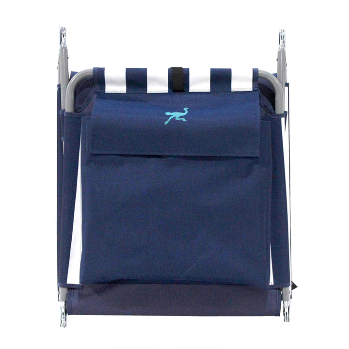 Ostrich Backpack Chaise Folding Lounge Chair w/Storage Bag, Navy Stripe (2 Pack)