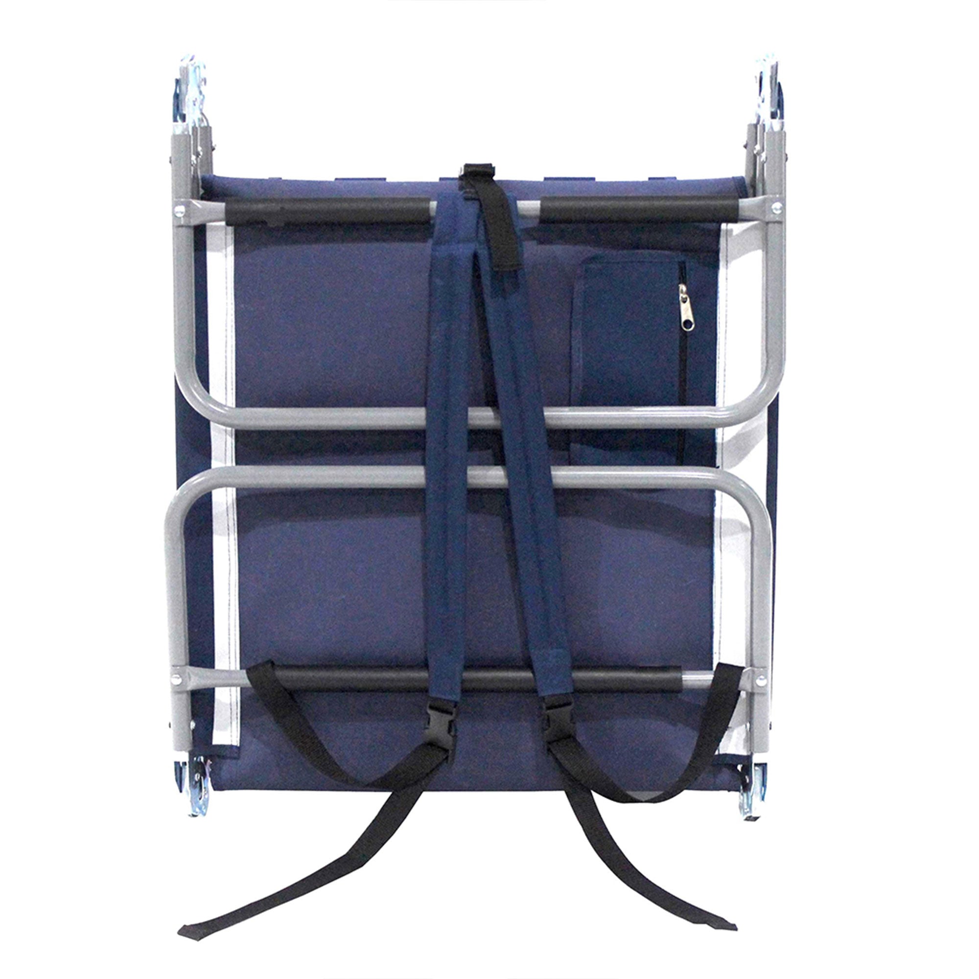 Ostrich Backpack Chaise Folding Lounge Chair w/Storage Bag, Navy Stripe (2 Pack)