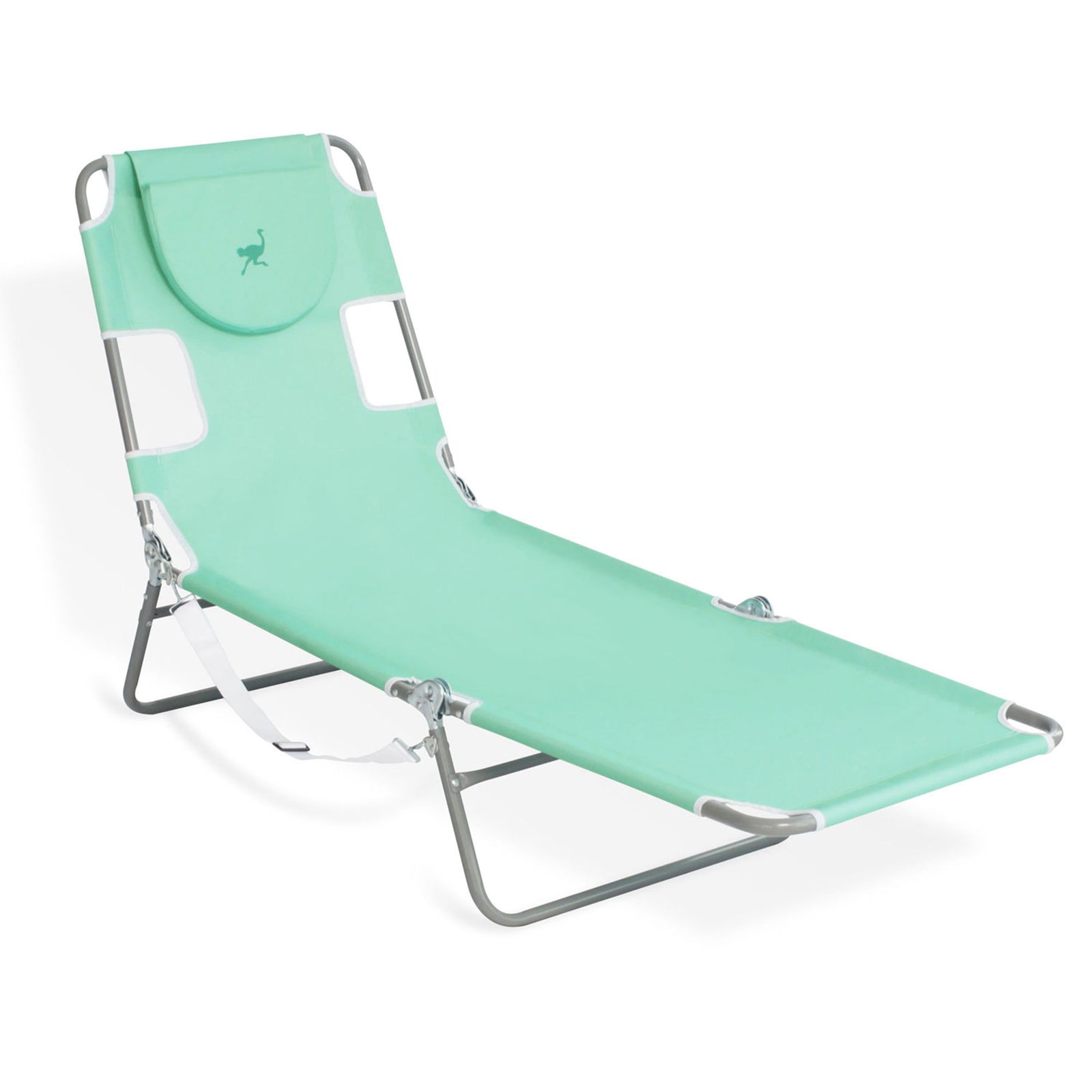 Ostrich Chaise Lounge Folding Sunbathing Recliner Beach Chair, Teal (4 Pack) - VMInnovations