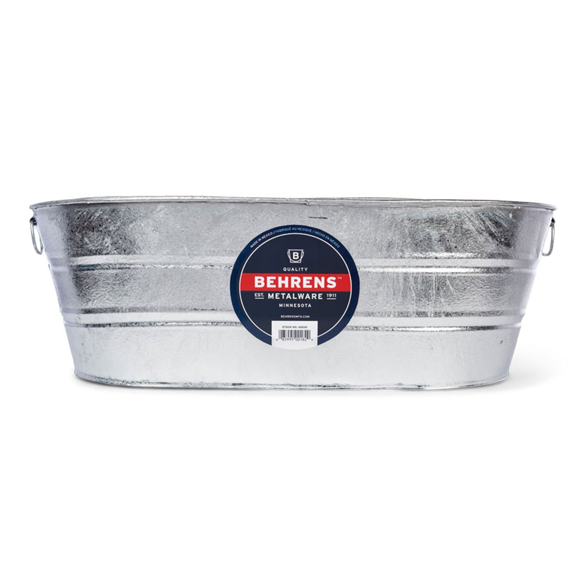 Behrens 16 Gallon Round Galvanized Weatherproof Steel Tub with Handles, Silver - VMInnovations