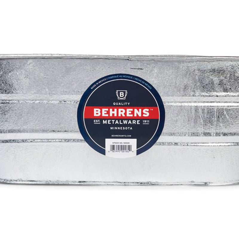 Behrens 16 Gallon Round Galvanized Weatherproof Steel Tub with Handles, Silver