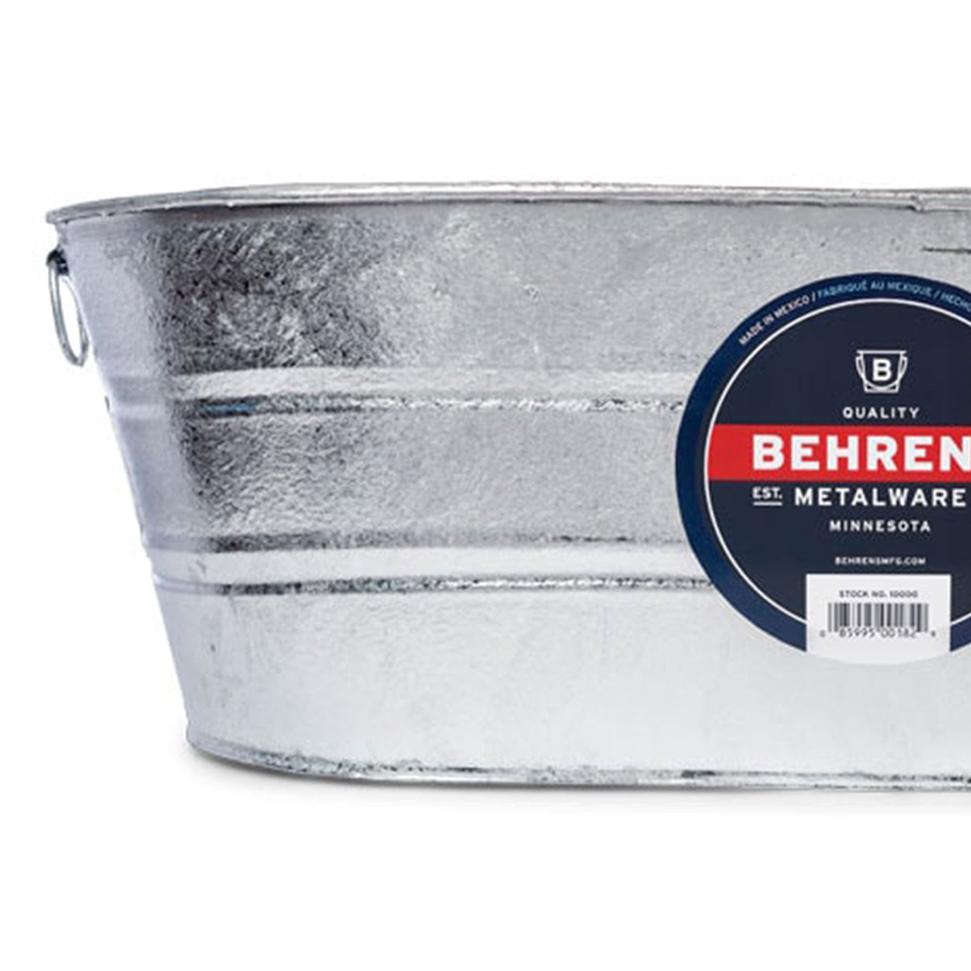 Behrens 16 Gallon Round Galvanized Weatherproof Steel Tub with Handles, Silver - VMInnovations