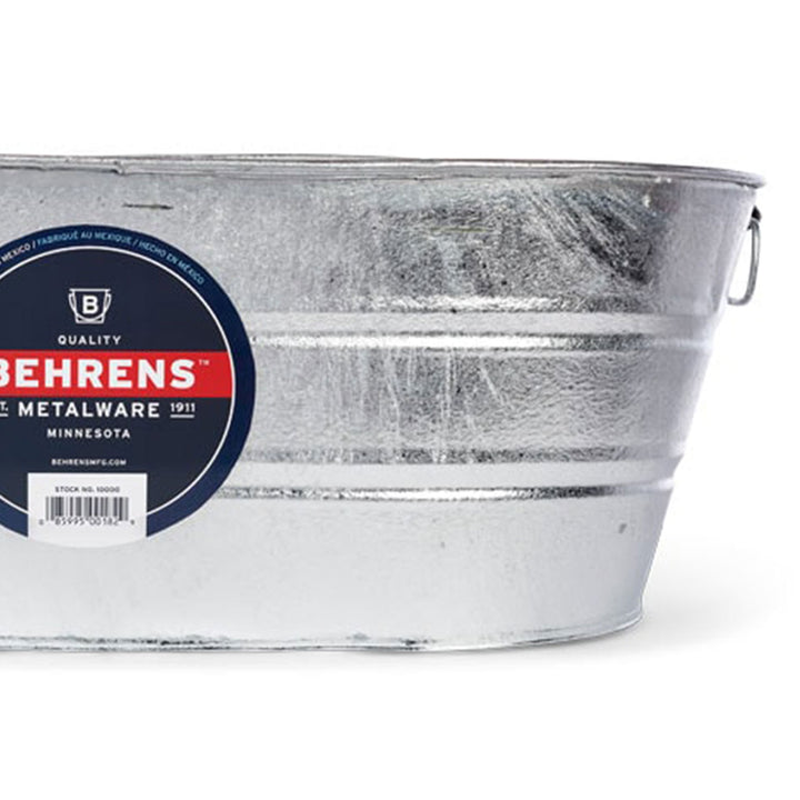 Behrens 16 Gallon Round Galvanized Weatherproof Steel Tub with Handles, Silver - VMInnovations