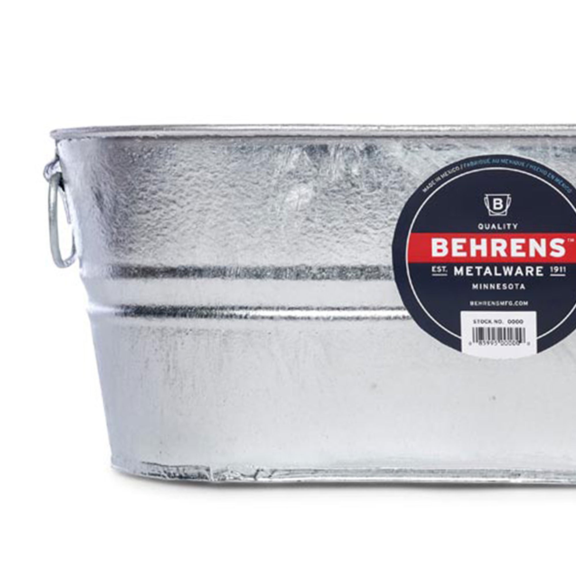Behrens 5.5 Gallon Round Galvanized Weatherproof Steel Tub with Handles, Silver - VMInnovations
