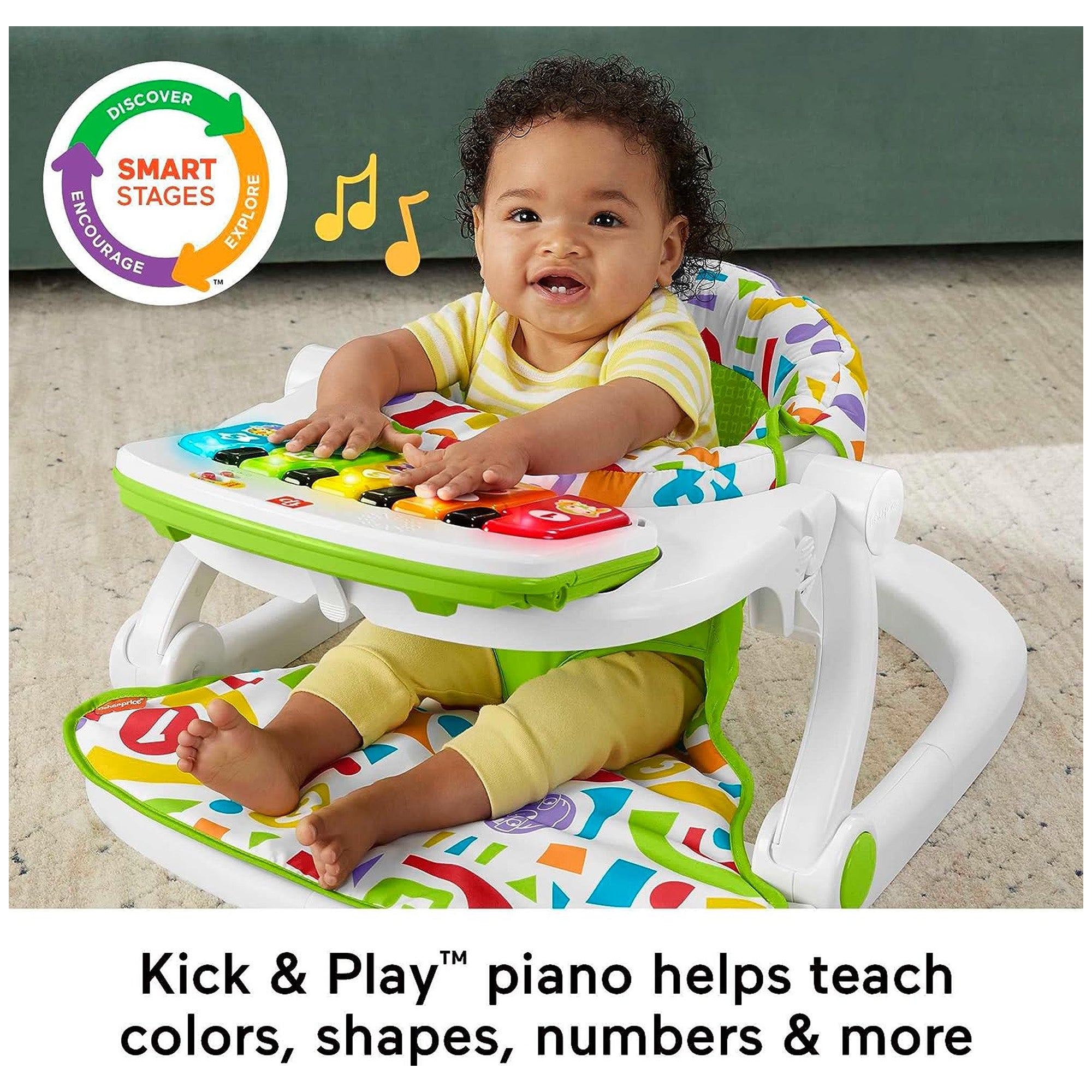 Fisher-Price Deluxe Sit Me Up Baby Activity Play Seat w/Piano Learning Toy(Used) - VMInnovations