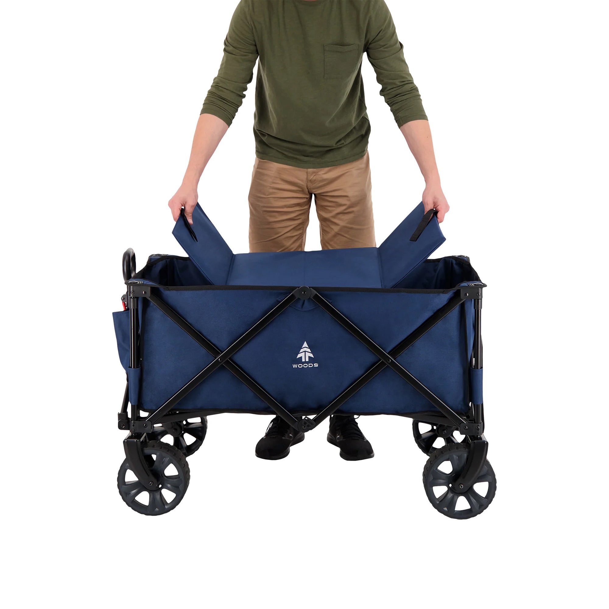 Woods Outdoor Collapsible Garden Wagon Cart, Supports Up to 225lbs, Navy (Used) - VMInnovations