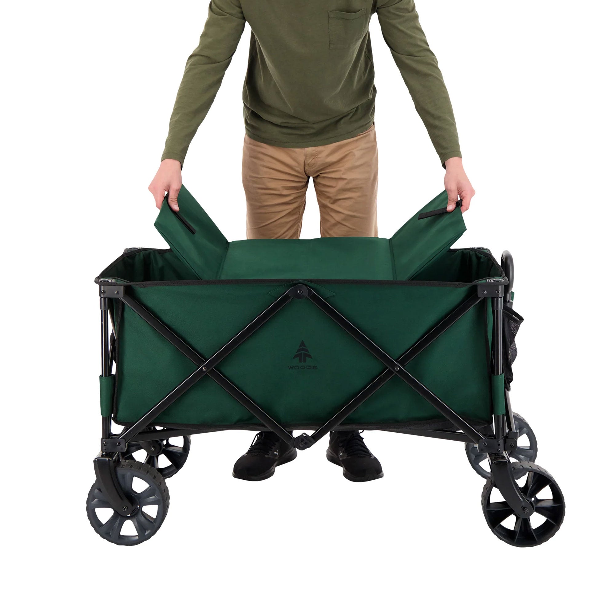 Woods Collapsible Garden Utility Wagon Cart, Supports Up to 225lbs,Green (Used) - VMInnovations