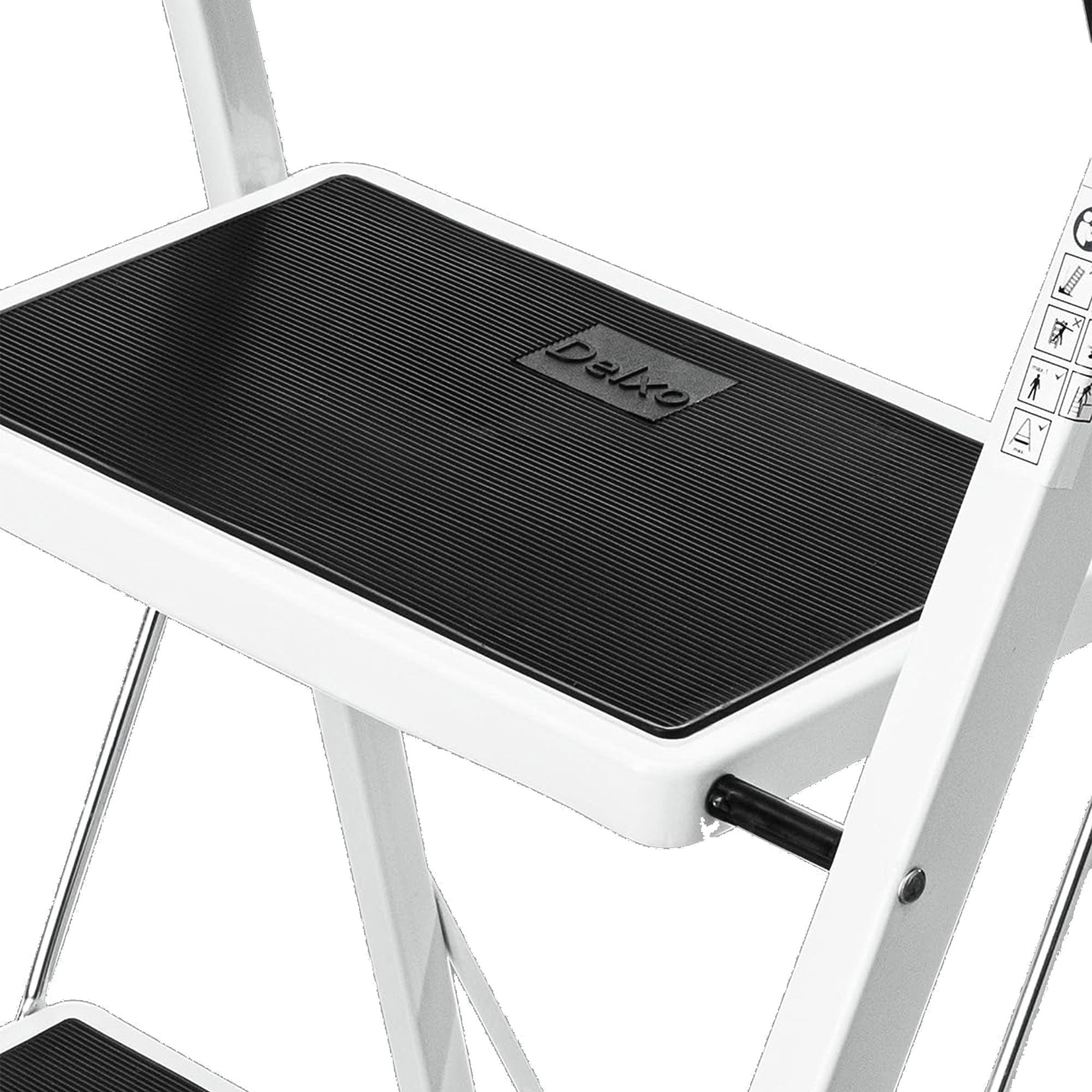 Delxo Alloy Steel Folding 4 Step Stool Portable Ladder w/ Hand Grip, White(Used) - VMInnovations