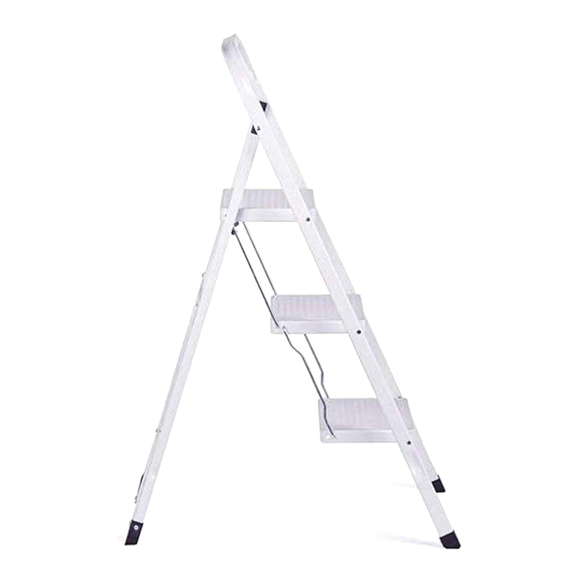 Delxo Folding Steel Non Slip 3 Step Stool Stepladder w/Hand Grip, White (Used) - VMInnovations