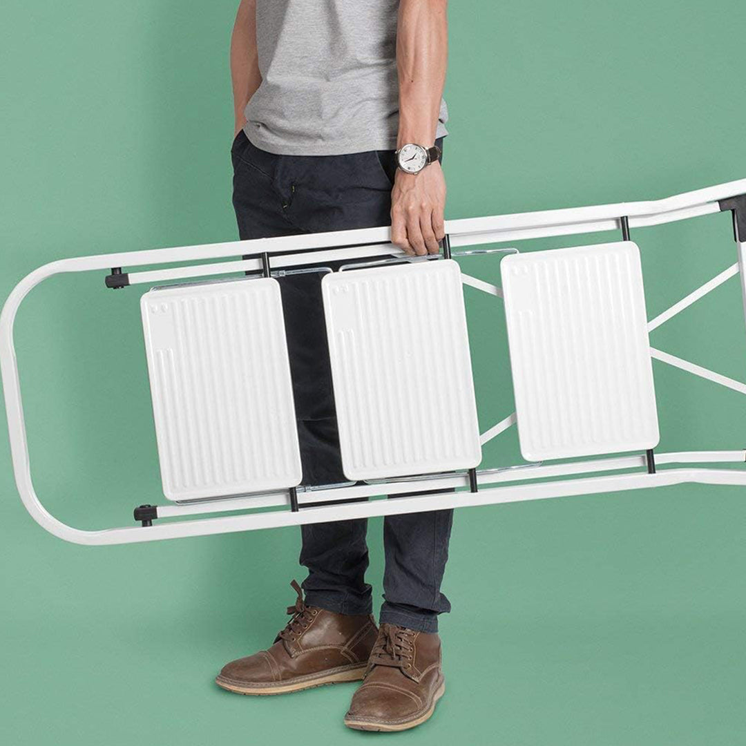 Delxo Folding Portable Steel Non Slip 3 Step Stool Stepladder w/Hand Grip, White - VMInnovations