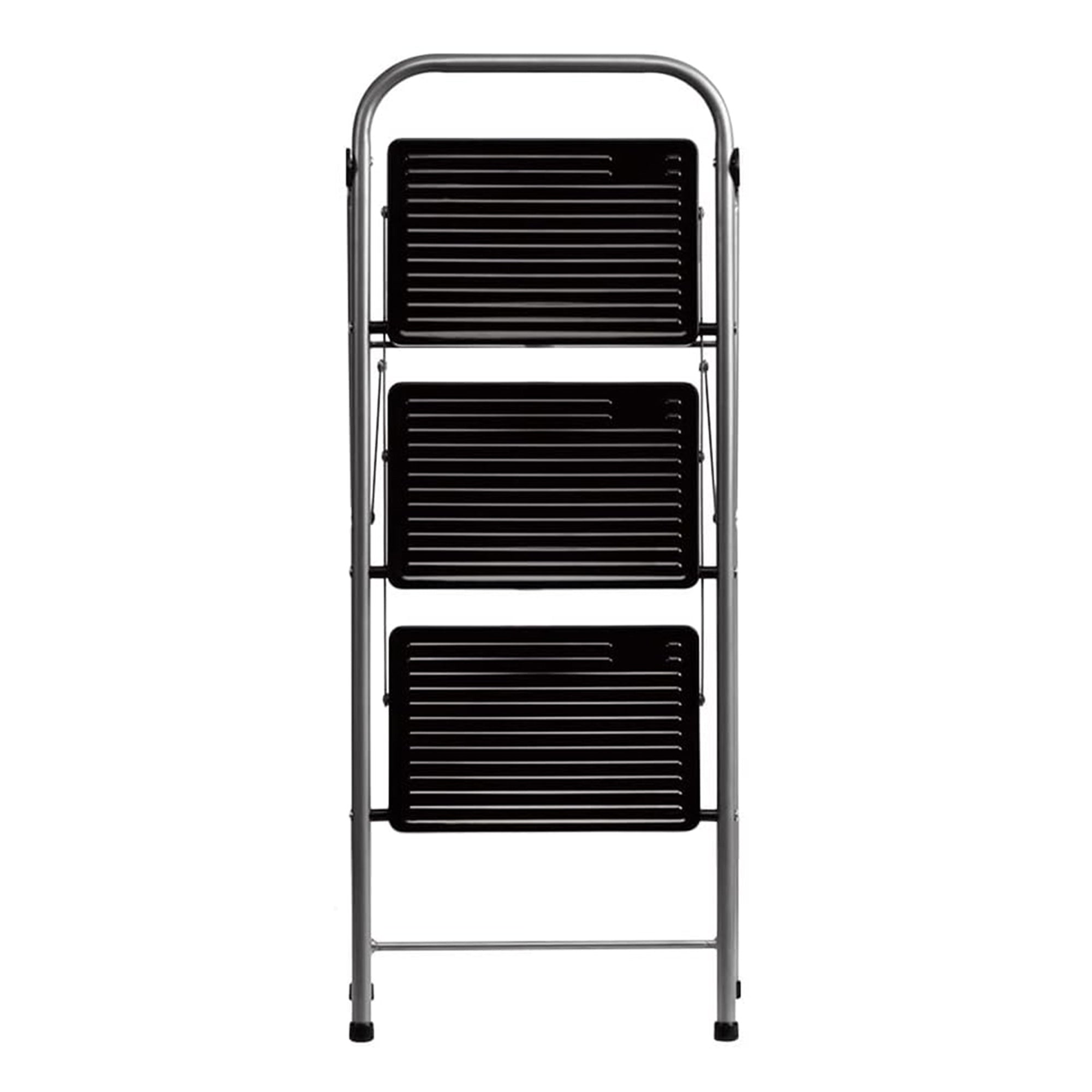 Delxo Folding Portable Steel Non Slip 3 Step Stool w/ Hand Grip, Gray (Open Box) - VMInnovations