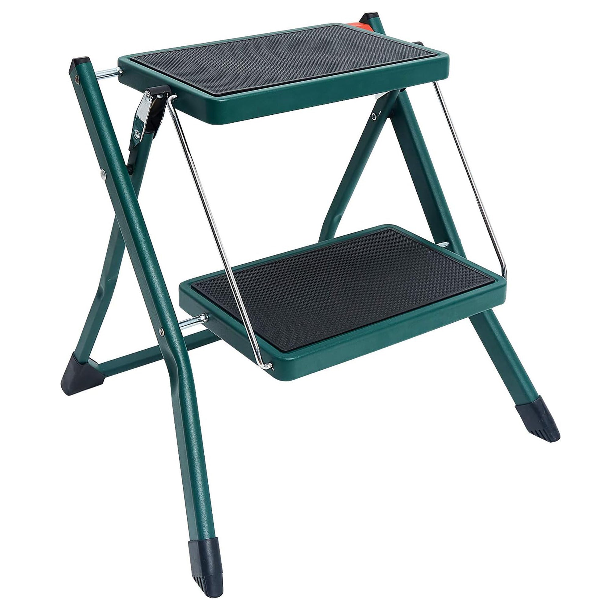 Delxo Foldable Steel 2 Step Stool Step Ladder w/Non Slip Wide Pedal, Green(Used)