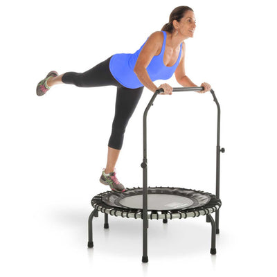 JumpSport 350i 39" Fitness Trampoline and Handle Bar with 30 Adjustable Bungees