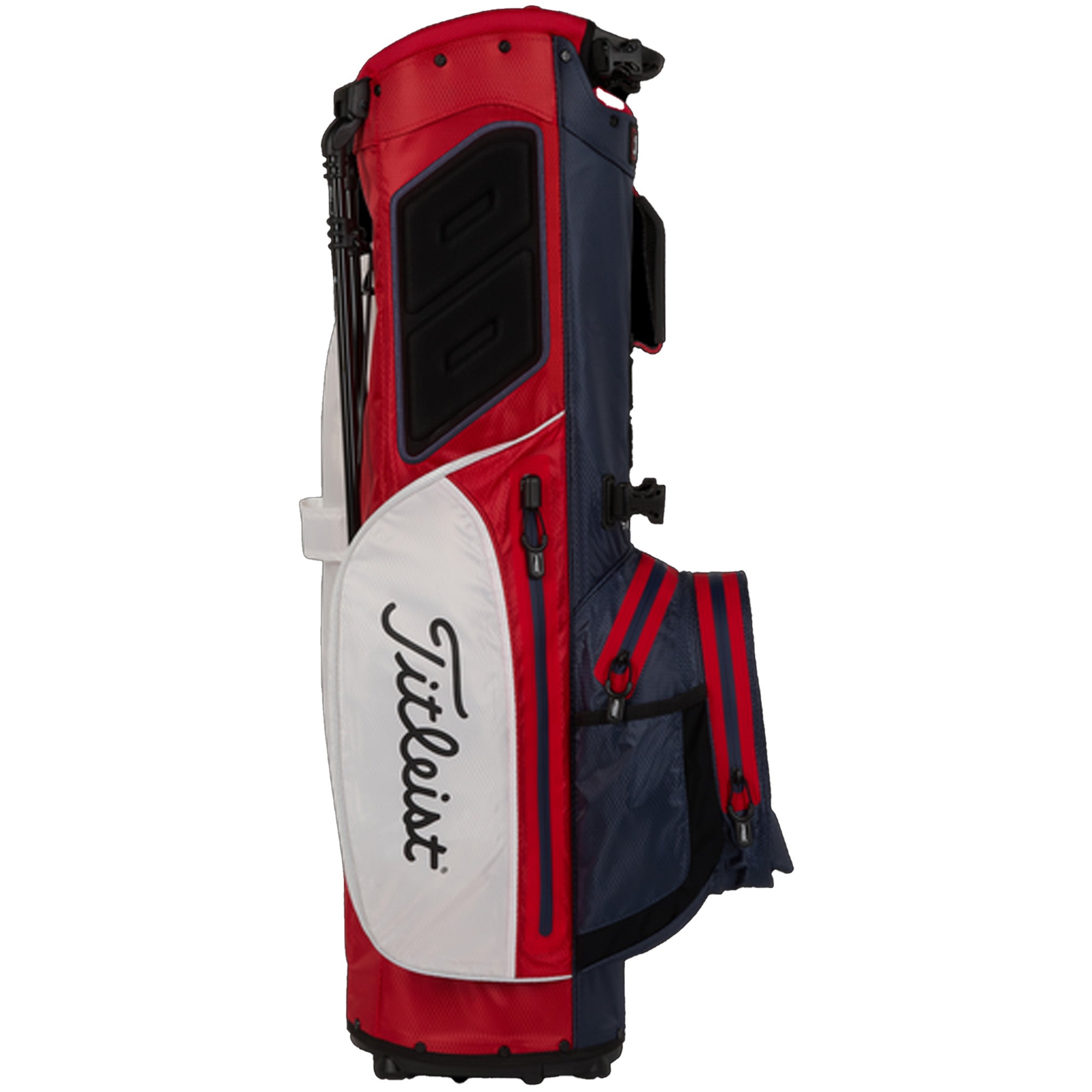 Titleist 4 Waterproof Golf Bag w/ Stand & Strap, White/Navy/Red (For Parts)