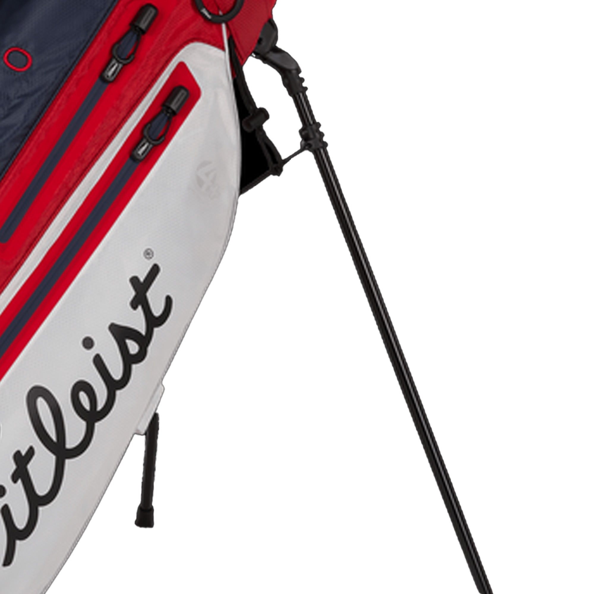 Titleist 4 Waterproof Golf Bag w/ Stand & Strap, White/Navy/Red (For Parts)