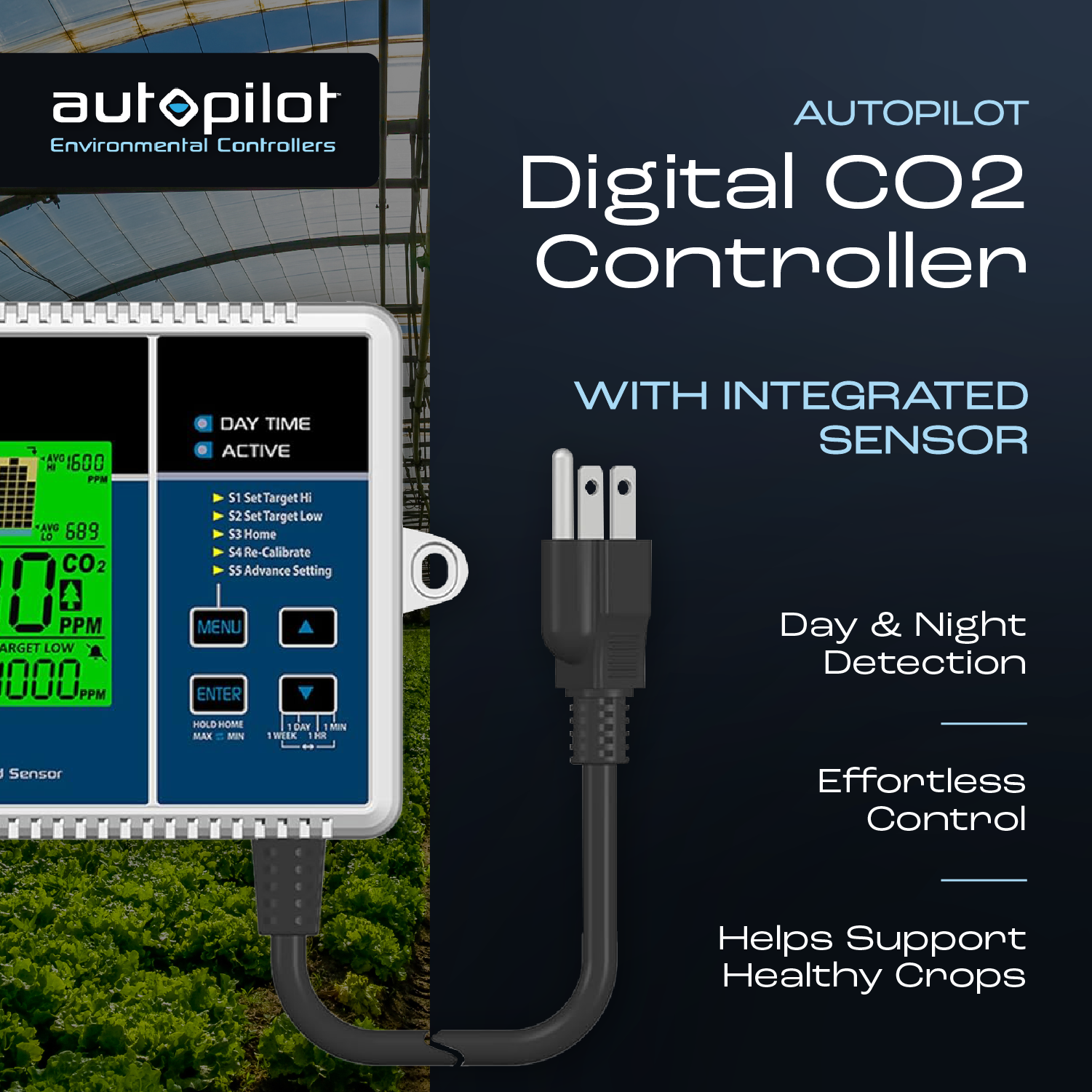 Autopilot CO2 Level Controller w/Integrated Sensor & Power Cord(Open Box) - VMInnovations