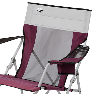 CORE Portable Outdoor Camping Folding Chair w/Carry Storage Bag, Wine (4 Pack)