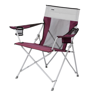 CORE Set of 2 300lb Capacity Camping Chair & 14 x 10' Straight Wall Cabin Tent