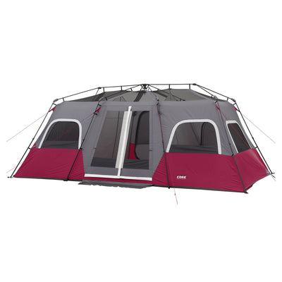 CORE 18' x 10' 12 Person Double Door Instant Cabin Camping Tent, Wine (3 Pack)