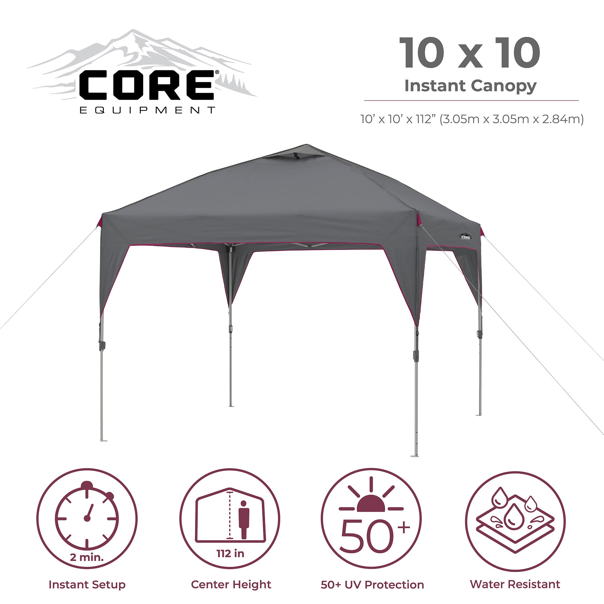 CORE Set of 2 Padded Hard Arm Chair w/Instant Outdoor Pop Up Shade Canopy Tent - VMInnovations