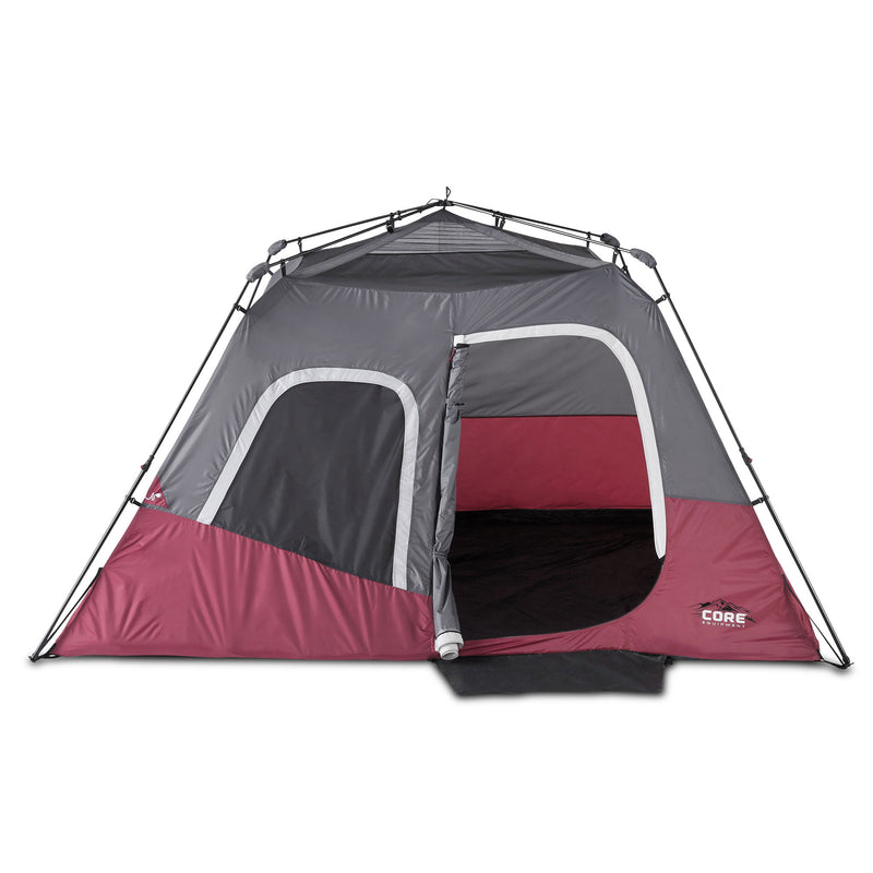 CORE Instant 11 x 9 Foot 6 Person Cabin Tent with Air Vents & Loft, Red (2 Pack)