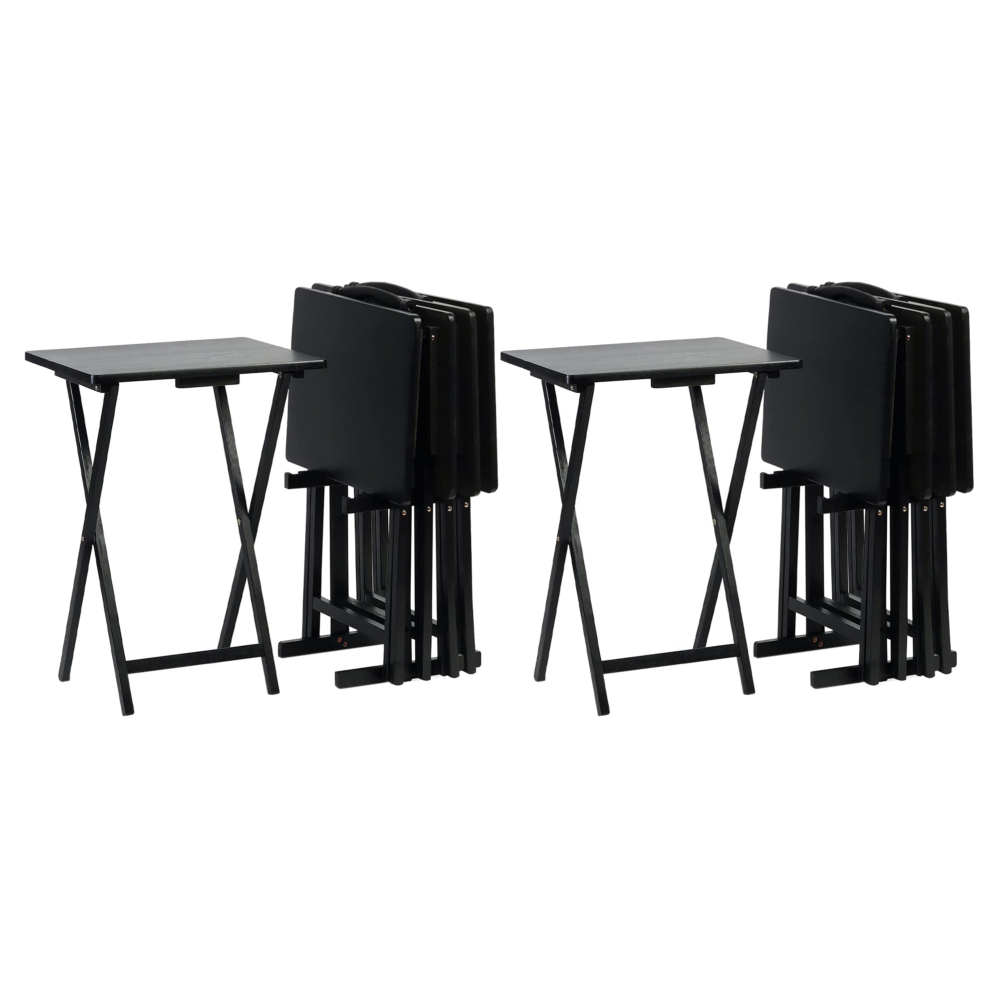 PJ Wood Portable Folding TV Snack Tray Table Desk Stand, Black (10 Piece Set) - VMInnovations