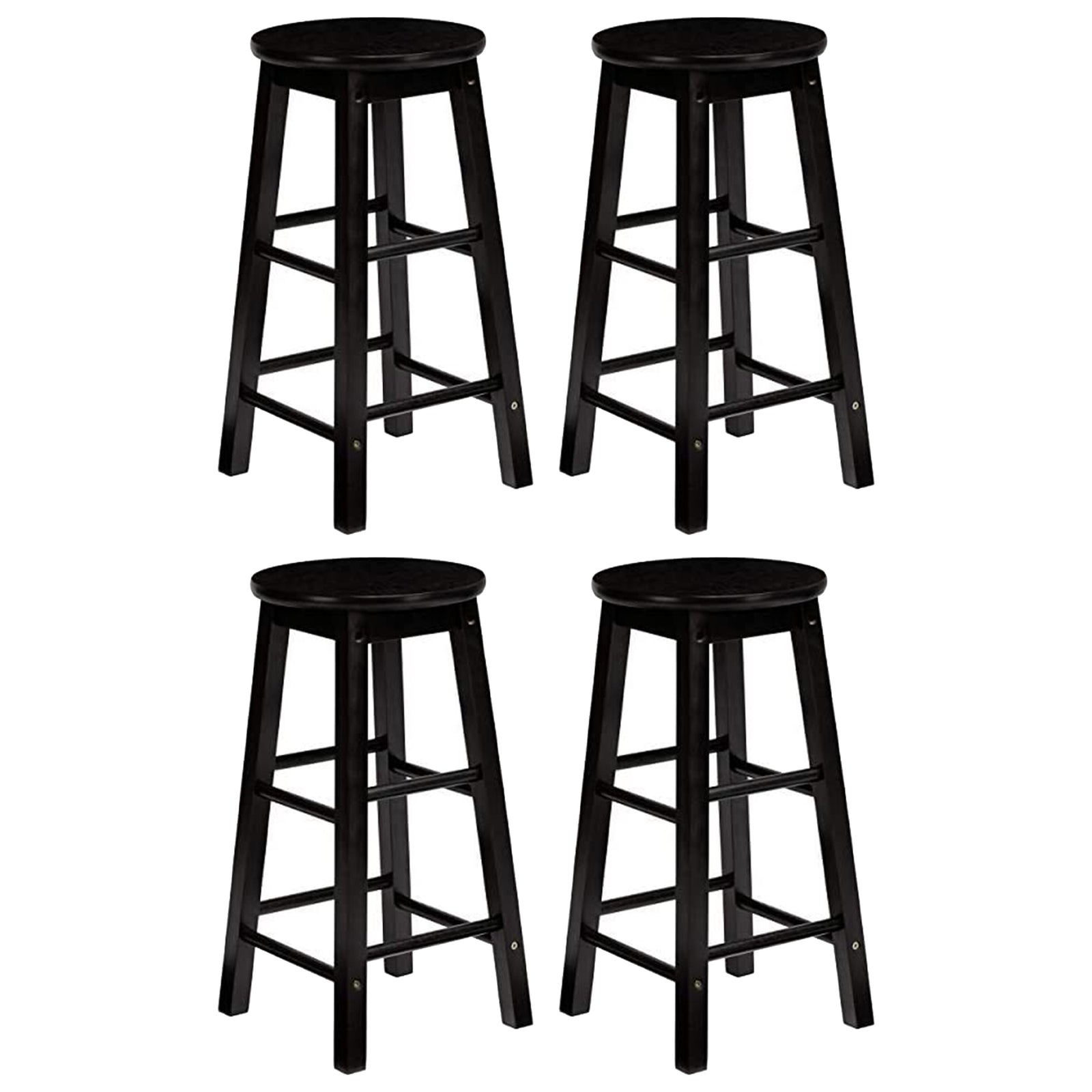 PJ Wood Classic Round Seat 29 Inch Tall Kitchen Counter Stools, Black (Set of 4) - VMInnovations