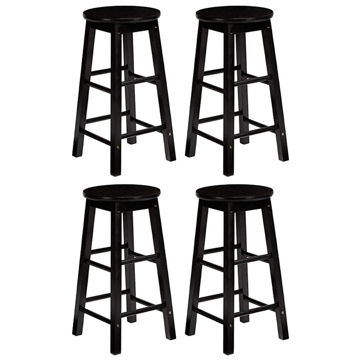 PJ Wood Classic Round Seat 29 Inch Tall Kitchen Counter Stools, Black (Set of 4) - VMInnovations