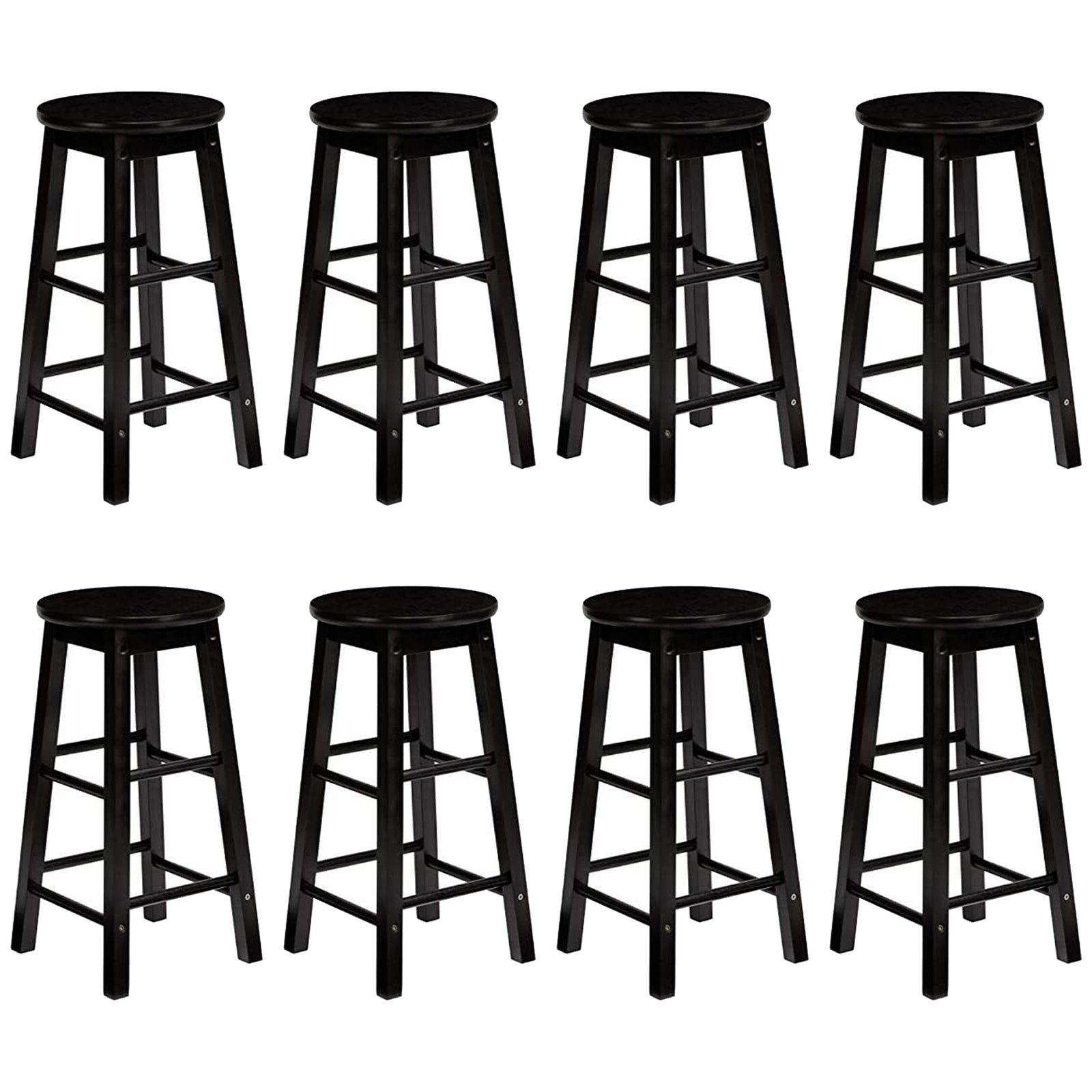 PJ Wood Classic Round Seat 29 Inch Tall Kitchen Counter Stools, Black (Set of 8) - VMInnovations