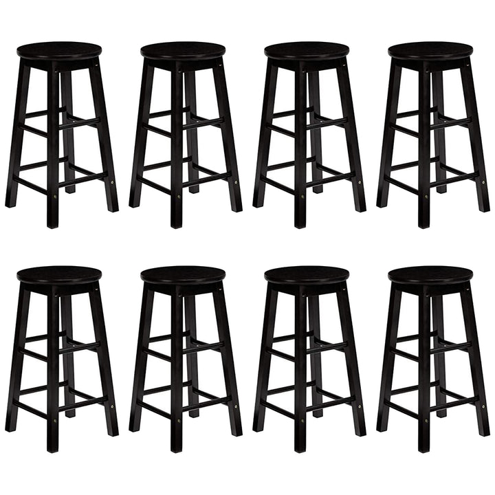 PJ Wood Classic Round Seat 29 Inch Tall Kitchen Counter Stools, Black (Set of 8) - VMInnovations